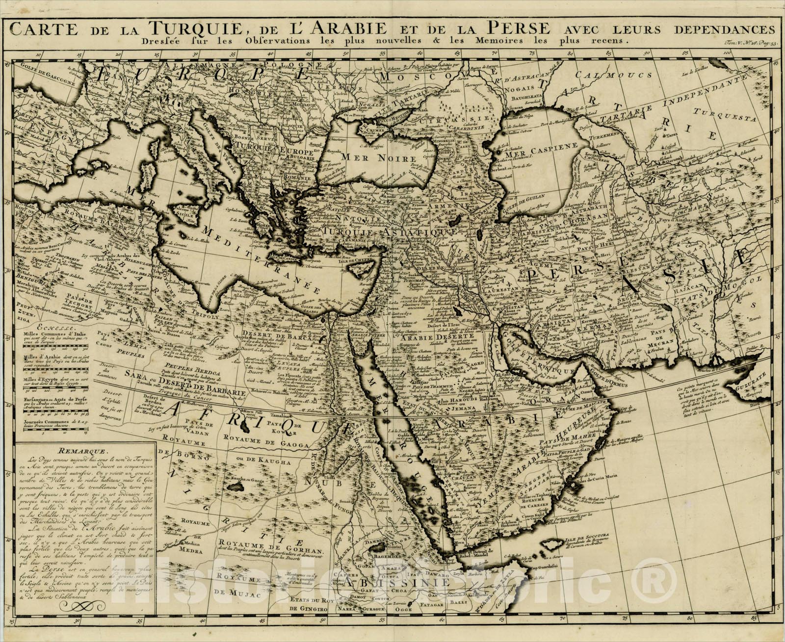 Historic Map : Carte de la Turquie, de L'Arabie et de la Perse avec leurs dependances, 1719, Henri Chatelain, Vintage Wall Art