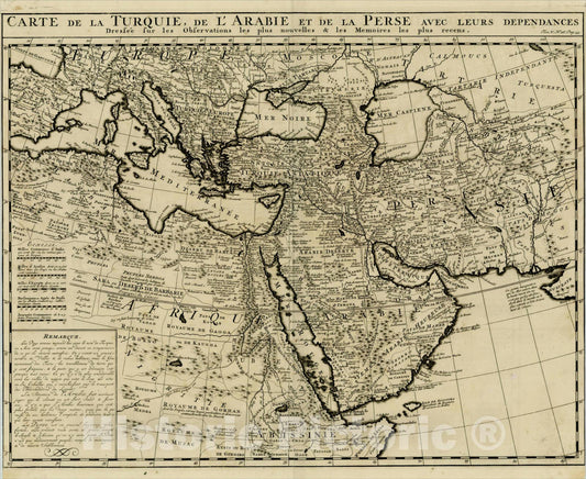 Historic Map : Carte de la Turquie, de L'Arabie et de la Perse avec leurs dependances, 1719, Henri Chatelain, Vintage Wall Art