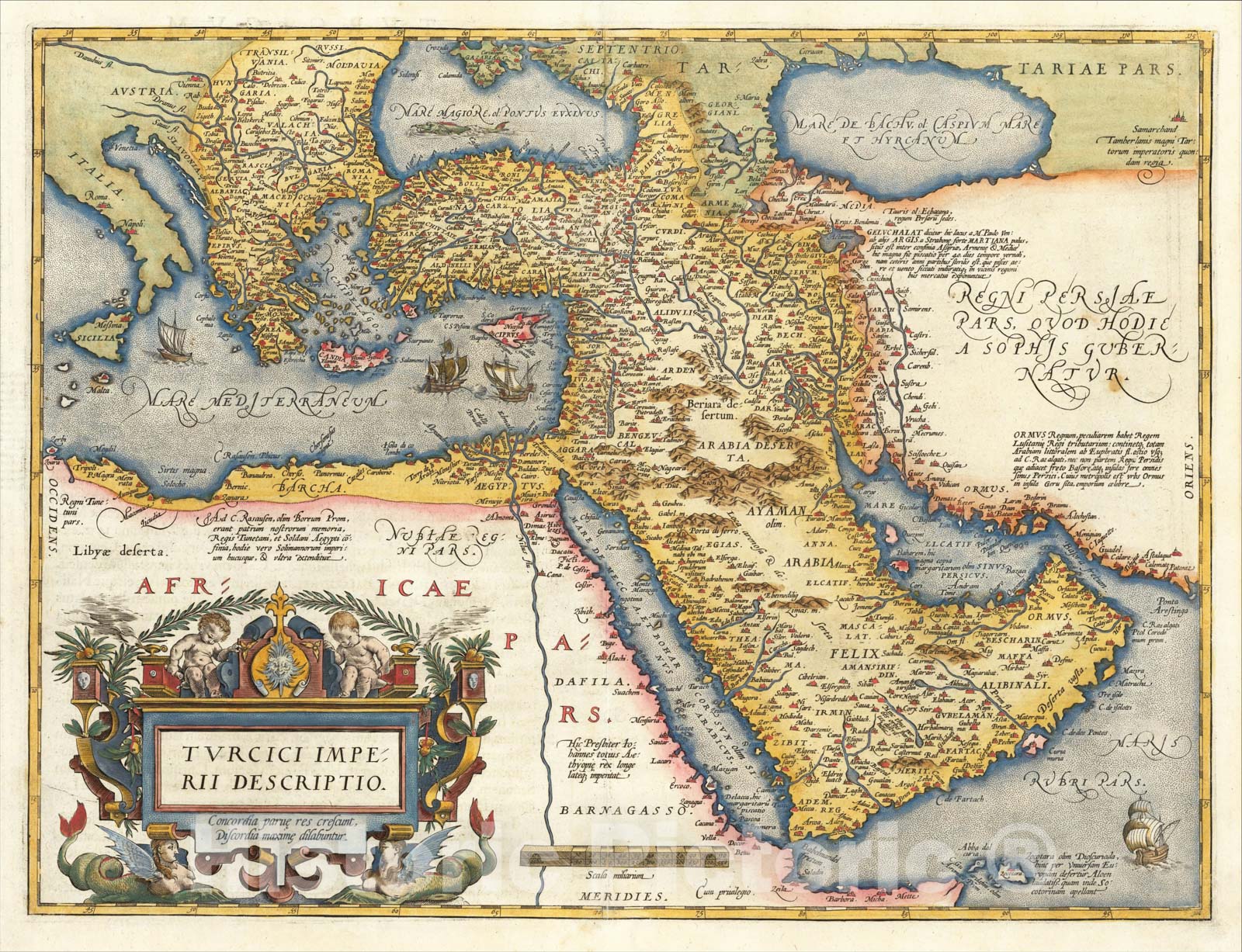 Historic Map : Turcici Imperii Descriptio, 1603, Abraham Ortelius, Vintage Wall Art