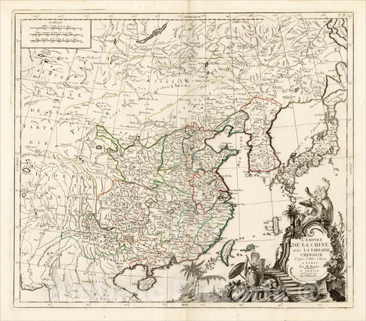 Historic Map : L'Empire De La Chine, Avec La Tartrie Chinoise d'Apres l'Atlas Chinois, 1779, 1779, , Vintage Wall Art