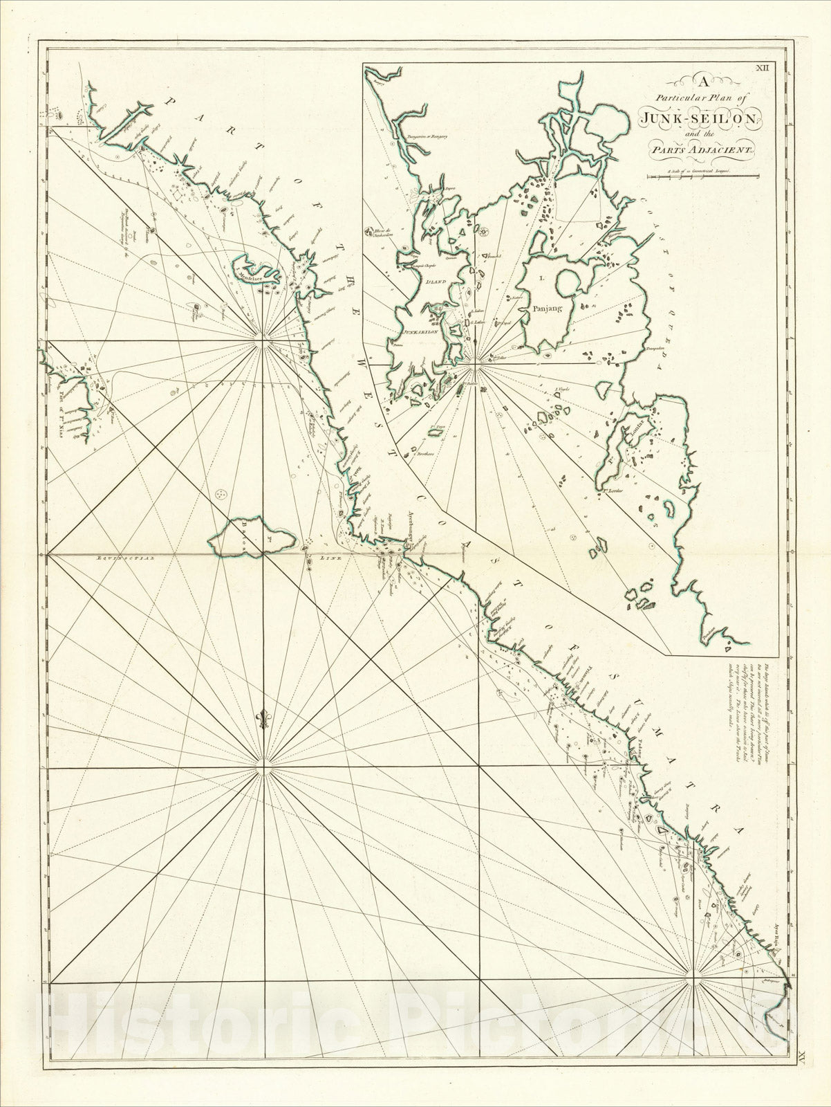 Historic Map : [Phuket, Phang Nga Bay, Krabi and Northwest Coast of Sumatra] A Particular Plan of Junk-Seilon and the Parts Adjacent, c1760, William Herbert, Vintage Wall Art