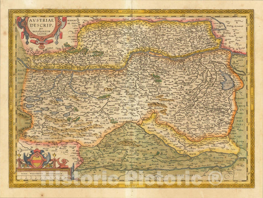Historic Map : Austriae Descrip. Par Wolfganum Lazium, 1598, Abraham Ortelius, Vintage Wall Art