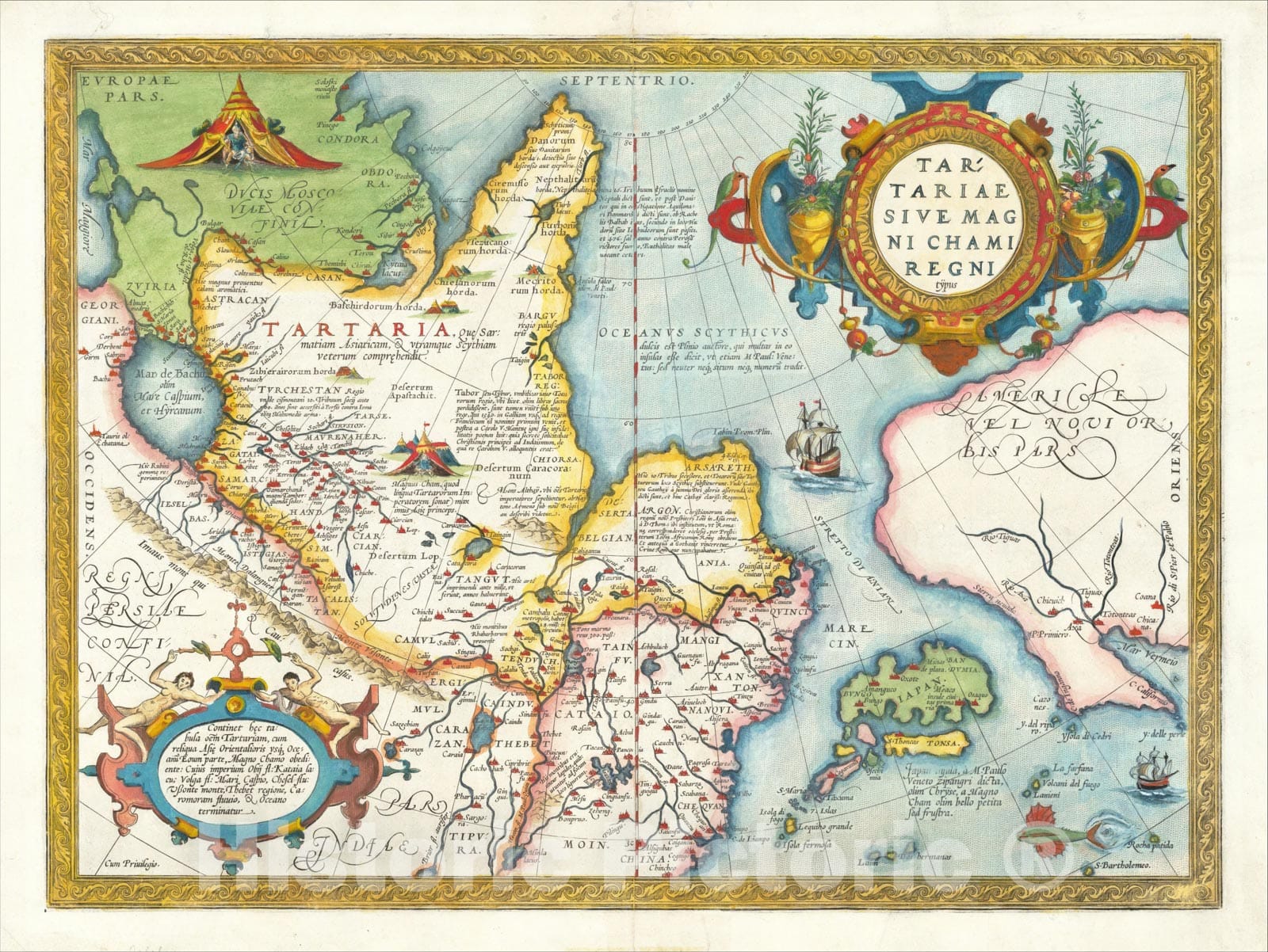 Historic Map : Tartariae Sive Magni Chami Regni typus, 1603, Abraham Ortelius, Vintage Wall Art