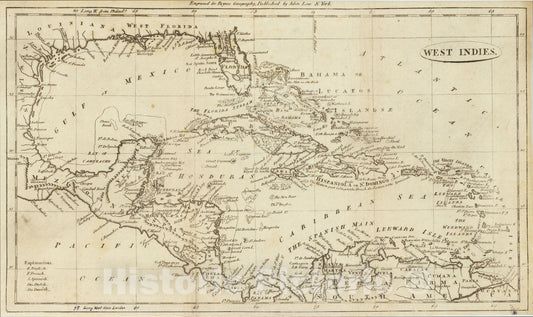 Historic Map : West Indies, 1799, John Payne, Vintage Wall Art