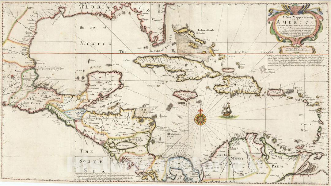 Historic Map : Panama and the Island of Jamaica, , John Thornton, Vintage Wall Art
