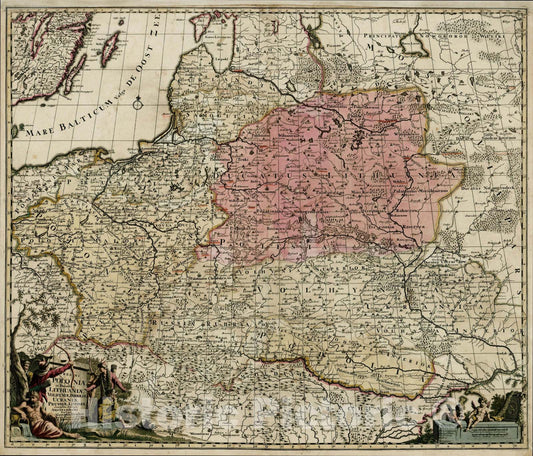 Historic Map : Regni Poloniae et Ducatus Lithuaniae Volhyniae, Podoliae, Ucraniae, Livoniae, Exactissimis Descriptio, c1710, Gerard Van Keulen, Vintage Wall Art