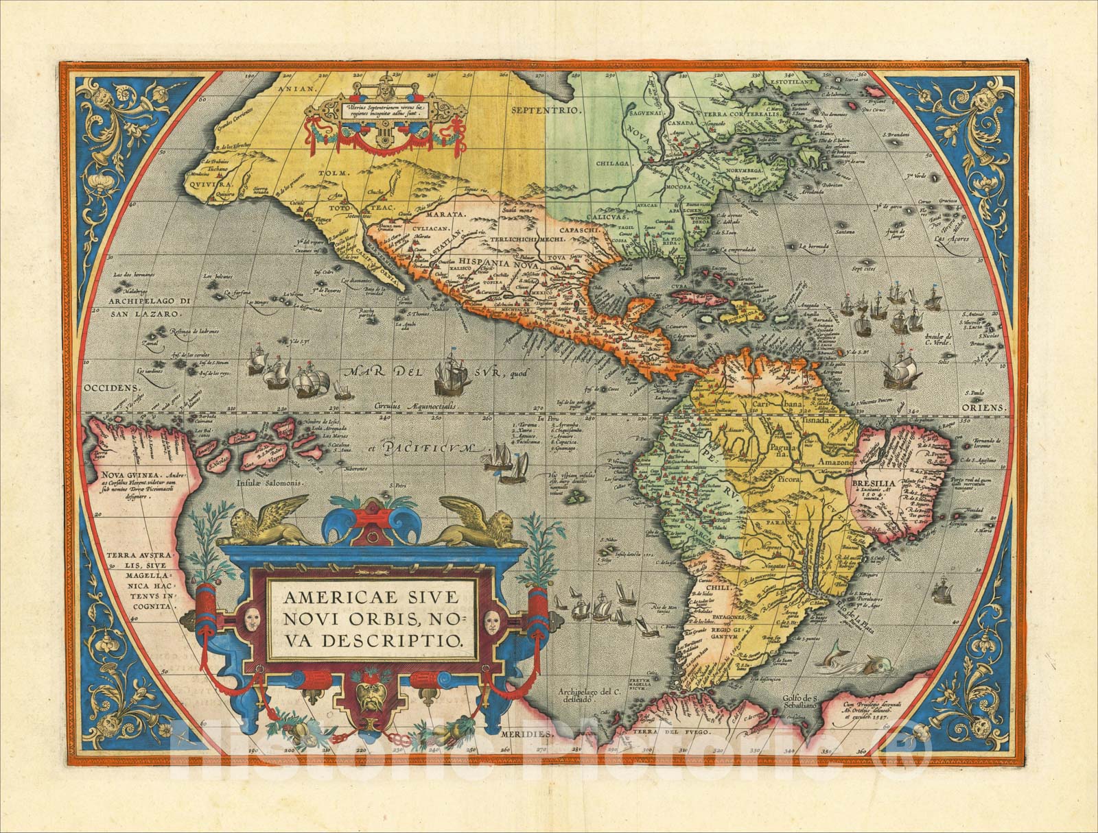 Historic Map : Americae Sive Novi Orbis Nova Descriptio, 1587, Abraham Ortelius, Vintage Wall Art