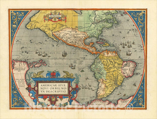 Historic Map : Americae Sive Novi Orbis Nova Descriptio, 1587, Abraham Ortelius, Vintage Wall Art