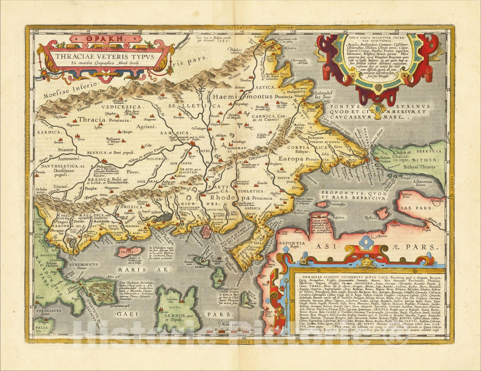 Historic Map : OPAKH. Thraciae Veteris Typus , 1624, Abraham Ortelius, Vintage Wall Art