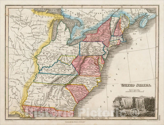 Historic Map : United States [Franklinia], 1810, John Thomson, v2, Vintage Wall Art