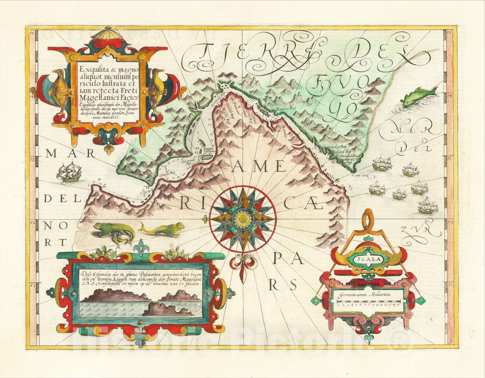 Historic Map : Exquisita and magno aliquot mensium periculo Lustrata et iam retecta Freti Magellanici Facies , c1610, Gerard Mercator, Vintage Wall Art