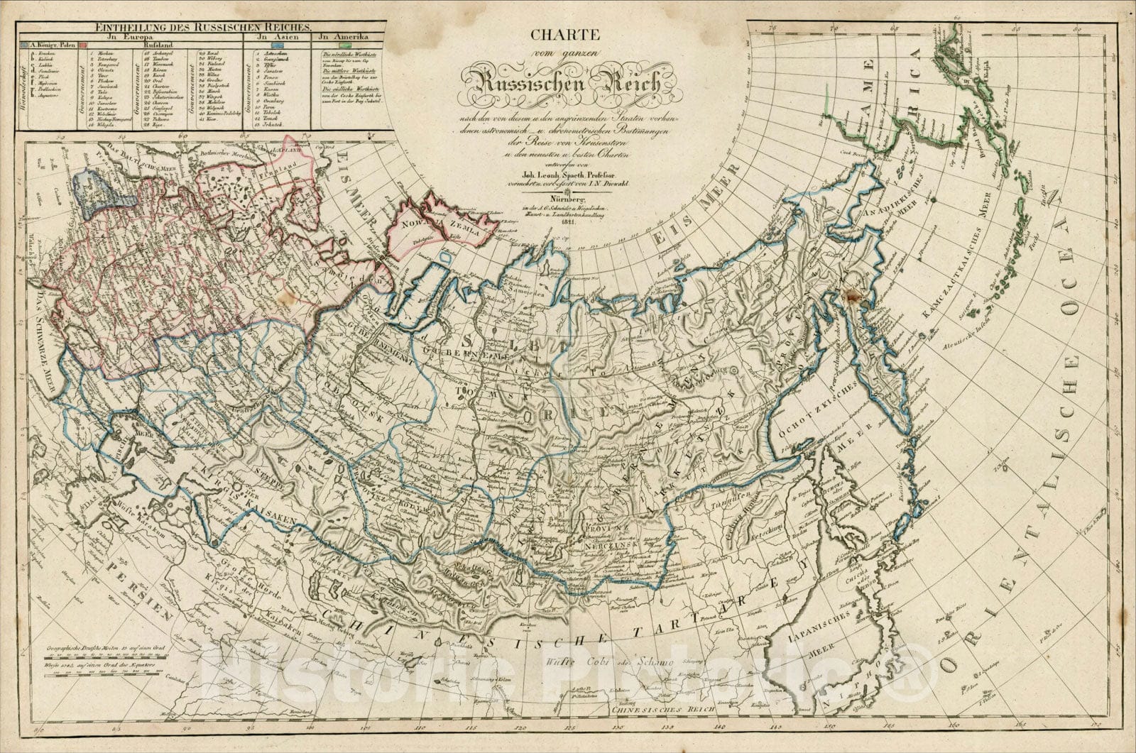 Historic Map : Chart of Russia and Alaska, 1821, , Vintage Wall Art