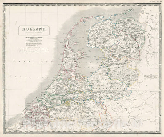 Historic Map : Holland (Koningrijk der Nederlanden), 1848, , Vintage Wall Art