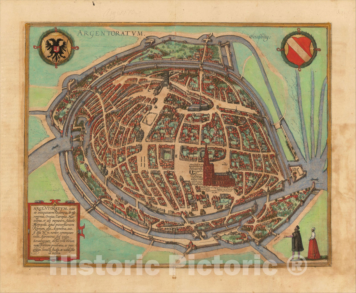 Historic Map : [Strasbourg] Argentoratum, 1572, , Vintage Wall Art
