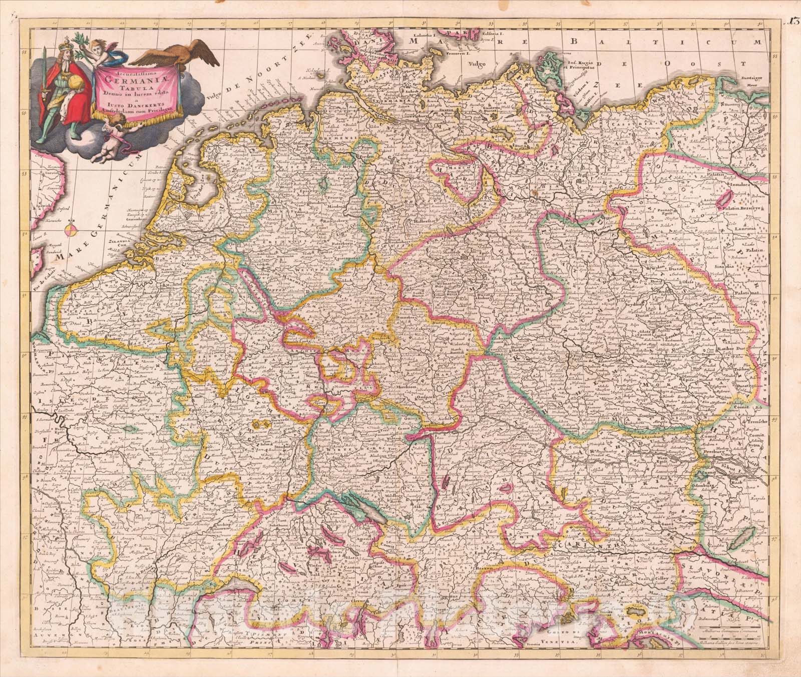 Historic Map : Accuratissima Germaniae Tabula Denuo in lucem edita , c1690, Justus Danckerts, Vintage Wall Art