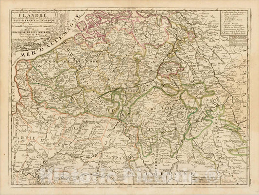 Historic Map : La Partie Meridionale des Pays Bas, Connue sous le nom de Flandre Divisee en plusieurs Provinces, 1701, Vincenzo Maria Coronelli, Vintage Wall Art