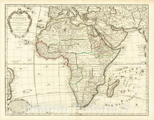 Historic Map : Carte D'Afrique, Dressee pour l'usage du Roy, 1722, 1722, Guillaume De L'Isle, Vintage Wall Art