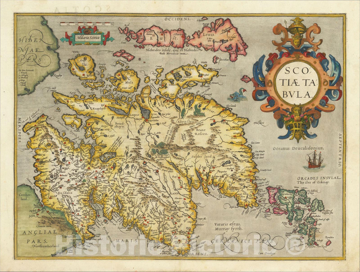 Historic Map : Scotiae Tabula, 1592, Abraham Ortelius, v2, Vintage Wall Art