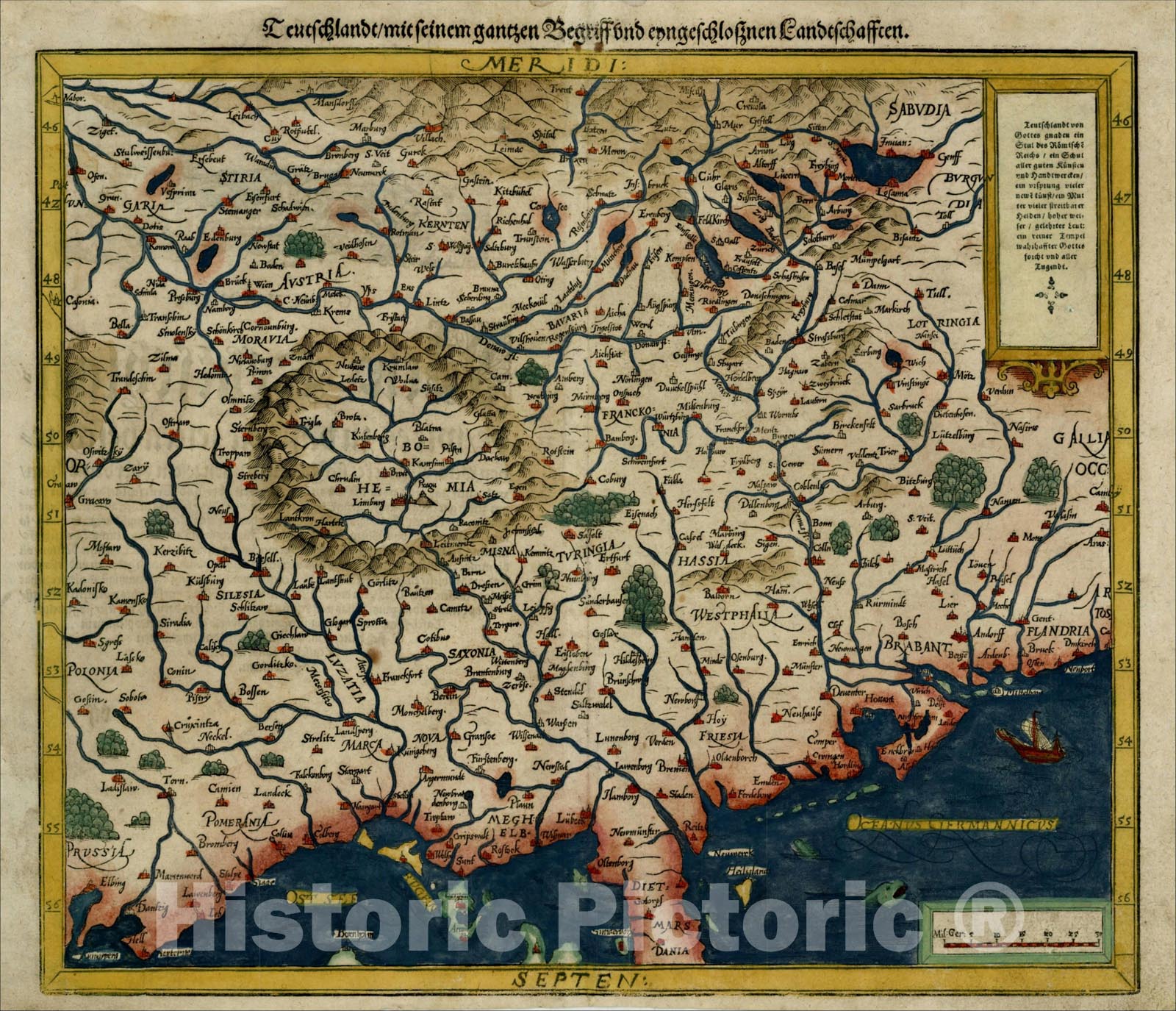 Historic Map : Teutschland, c1588, Sebastian M?nster, Vintage Wall Art
