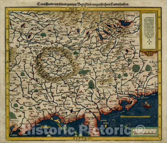 Historic Map : Teutschland, c1588, Sebastian M?nster, Vintage Wall Art