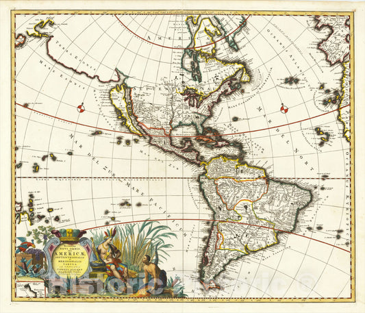 Historic Map : Recentissima Novi Orbis Sive Americae Septentrionalis et Meridionalis Tabula ex Officina Caroli Allard, 1700, Carel Allard, Vintage Wall Art