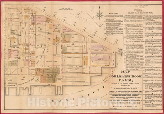 Historic Map : Map of Corlear's Hook Farm, , J.B. Beers, Vintage Wall Art