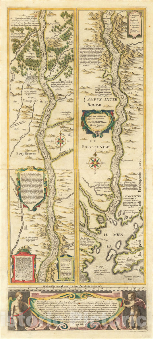 Historic Map : [Ukraine, Dniepr River] Lectori S. Hunc Borysthenis tractum ut ad nostrum Geographiae tabulam, 1640, Willem Janszoon Blaeu, Vintage Wall Art