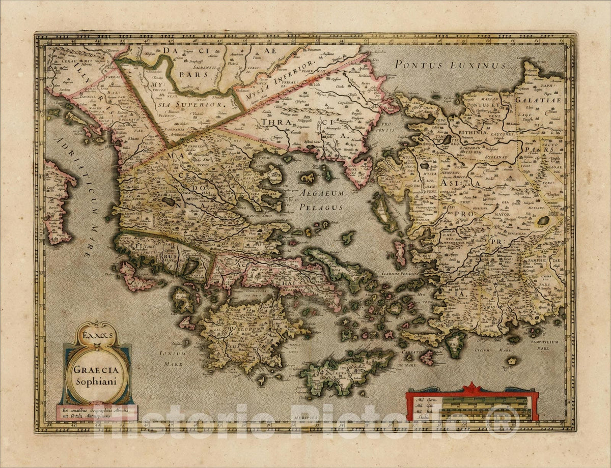 Historic Map : Graecia Sophiani , c1620, , Vintage Wall Art