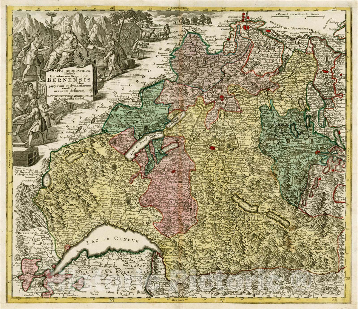 Historic Map : Mappa Geographica illustris Helvetiorum Reipublicae Bernensis cum adjacentibus pagorum et dynastarium confiniis accurate delineata, c1750, , Vintage Wall Art