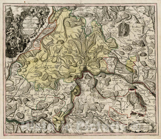 Historic Map : Ditionis pagi Scaphusiani, qui confoederatae Helvetiorum reipublicae pars est, c1730, , Vintage Wall Art