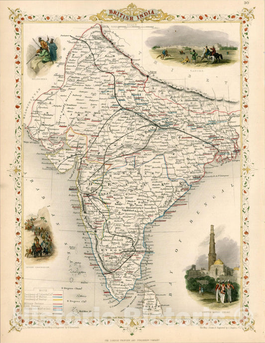 Historic Map : British India, 1851, John Tallis, v3, Vintage Wall Art