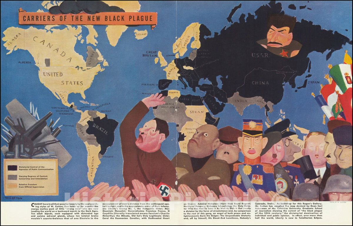 Historic Map : Carriers of the New Black Plague, 1938, William Henry Cotton, Vintage Wall Art