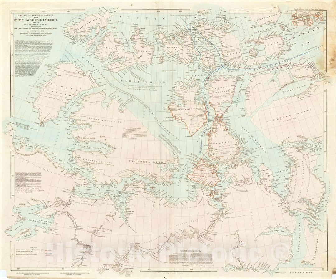 Historic Map : The Arctic Shores of America; from Baffin Bay to Cape Bathurst, Showing The Coasts, Rivers, 1859, John Arrowsmith, Vintage Wall Art