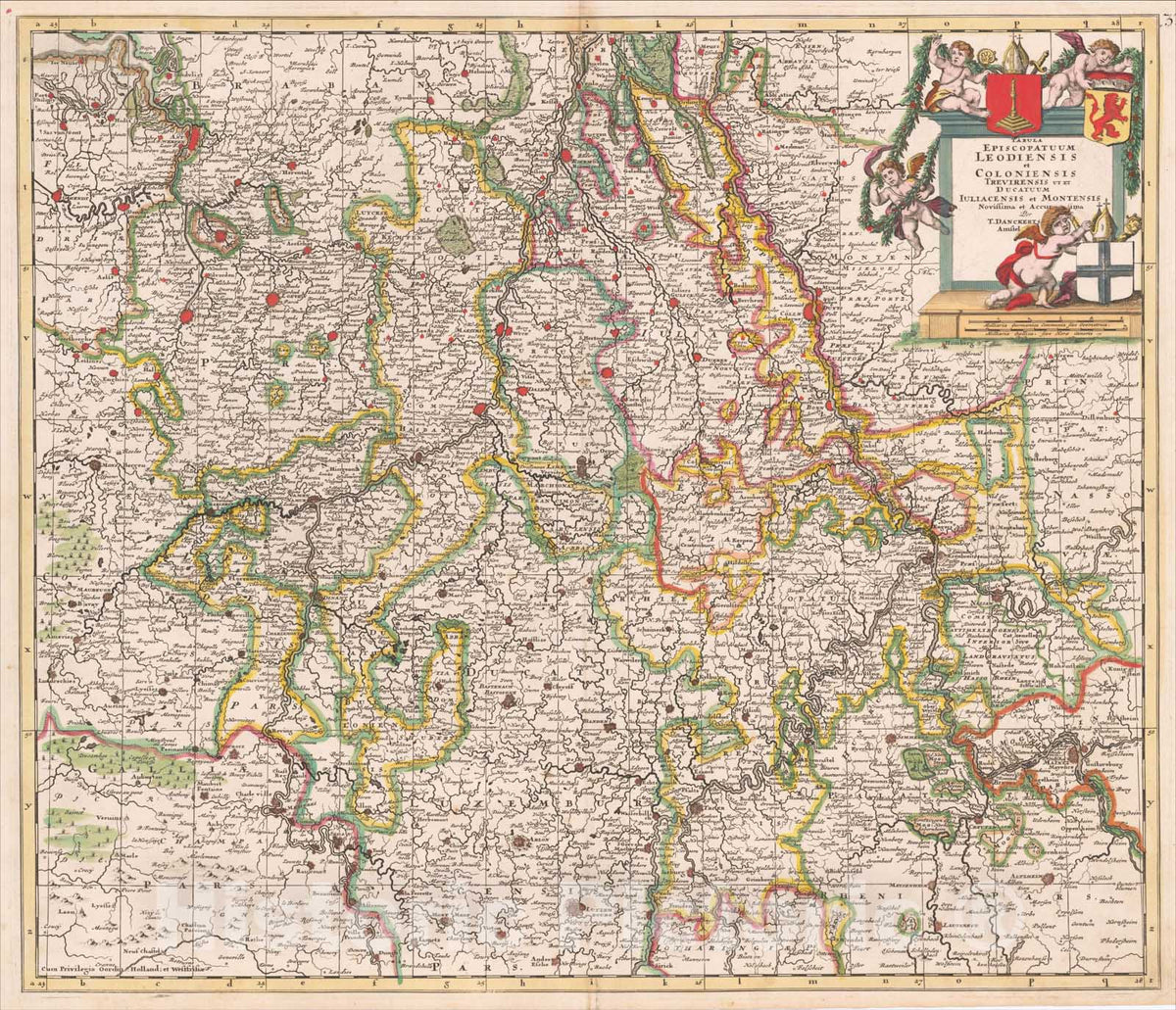 Historic Map : Tabula Episcopatuum Leodiensis et Coloniensis Trevirensis ut et Ducatum Iuliacensis et Montensis Novissima et Accuratissima, c1690, Vintage Wall Art