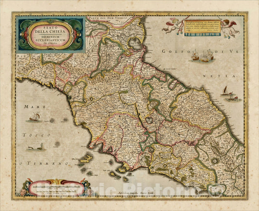 Historic Map : Stato Della Chiesa. Dominium Ecclesiasticum In Italia., c1640, , Vintage Wall Art