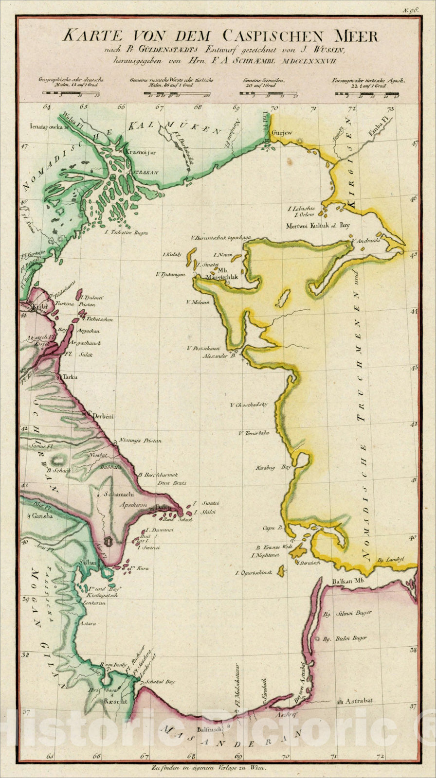 Historic Map : Karte von dem Capischen Meer nach Pr. Gldensaedts Entwurf gezeichnemt von J. Wussin, MDCCLXXXVII., 1787, , Vintage Wall Art