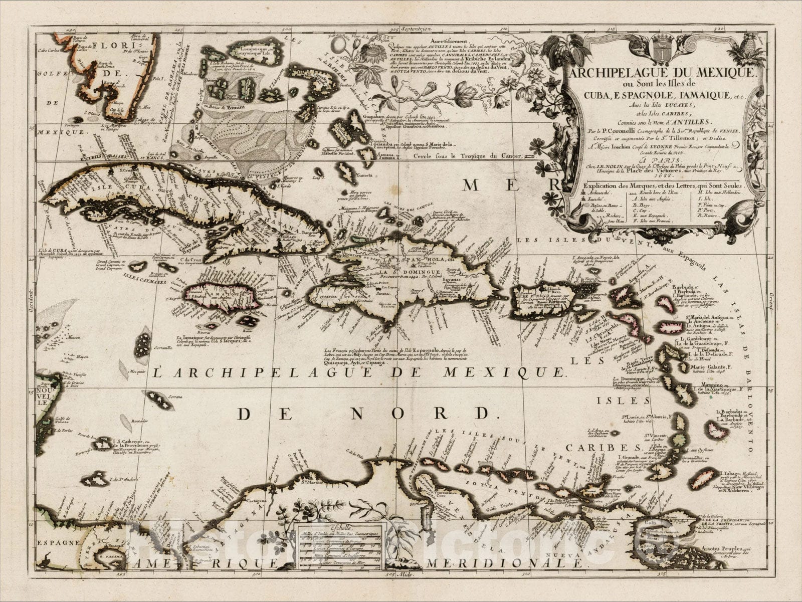 Historic Map : Archipelague Du Mexique, 1688, , Vintage Wall Art