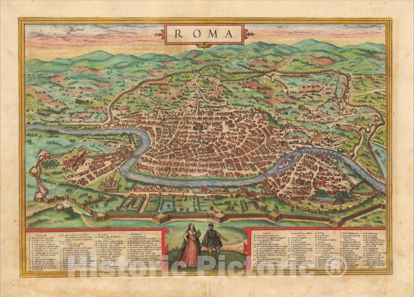 Historic Map : Roma, 1572, Georg Braun, v2, Vintage Wall Art