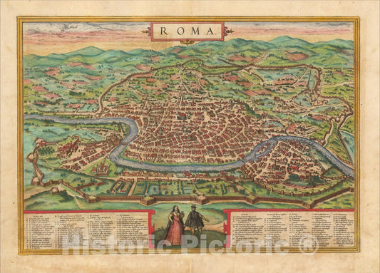 Historic Map : Roma, 1572, Georg Braun, v2, Vintage Wall Art