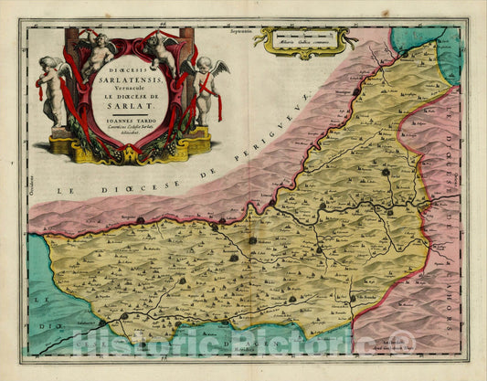 Historic Map : Diocesis Sarlatensis Vernacule Le Diocese De Sarlat, 1642, Willem Janszoon Blaeu, Vintage Wall Art