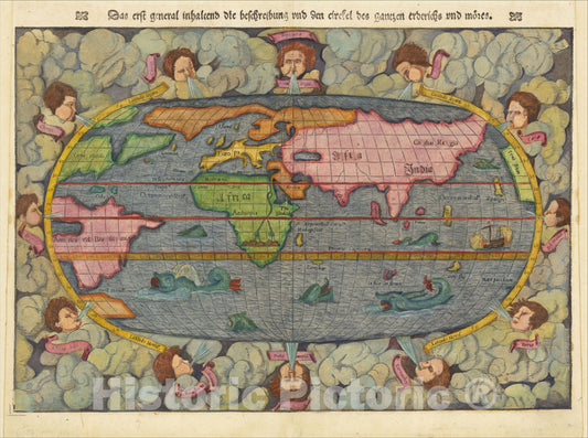 Historic Map : [Modern World] Das Erst General inhaltend die beschreibung , c1560, Sebastian M?nster, Vintage Wall Art