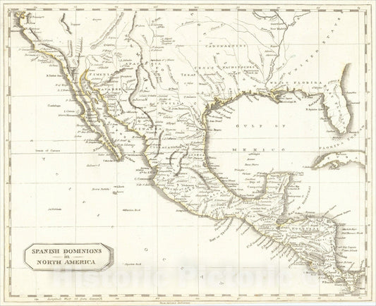 Historic Map : Spanish Dominions in North America, 1802, Aaron Arrowsmith, Vintage Wall Art