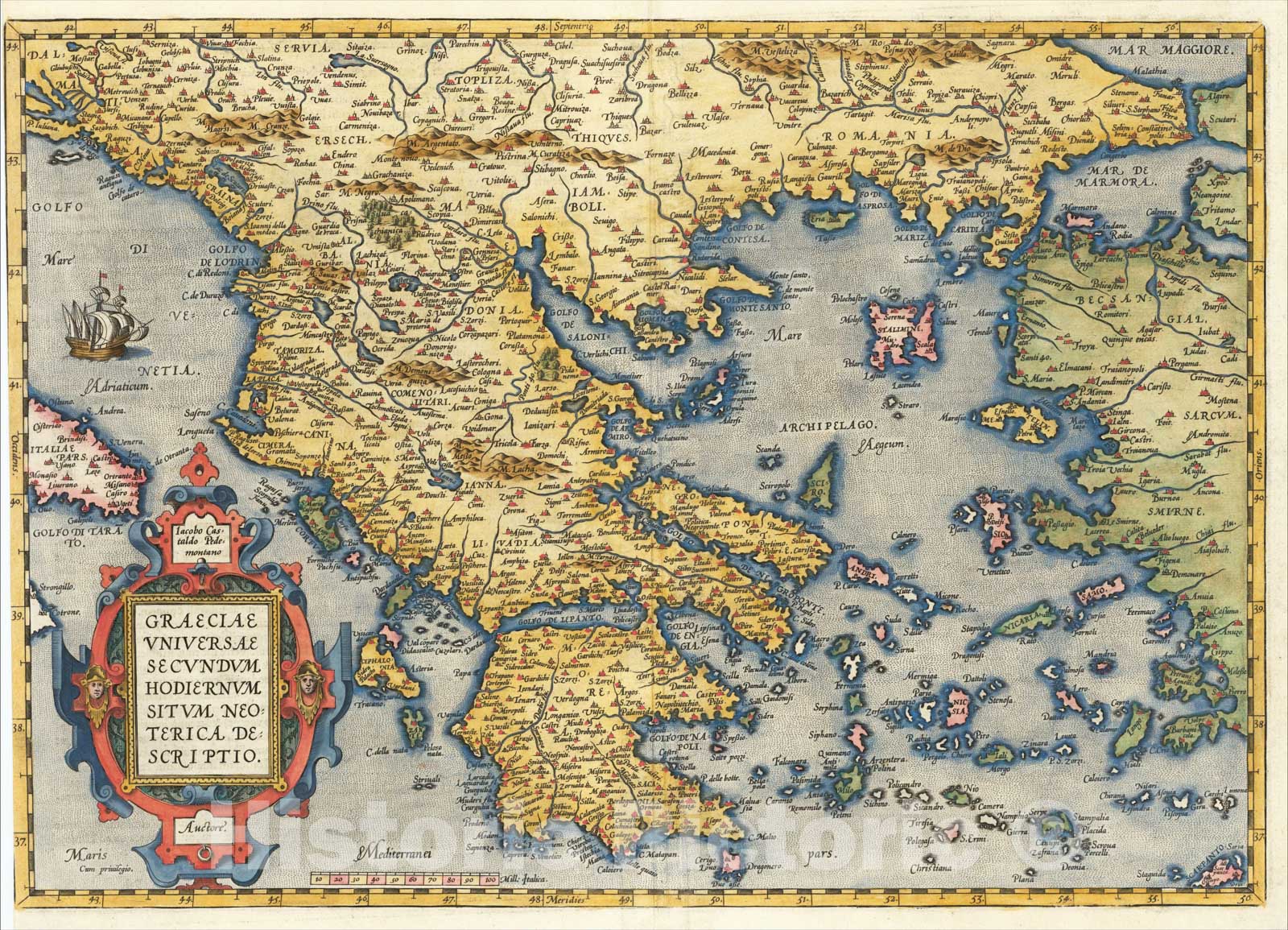 Historic Map : Graeciae Universae Secundum Hodiernum Situm Neoterica Descriptio, 1592, Abraham Ortelius, Vintage Wall Art