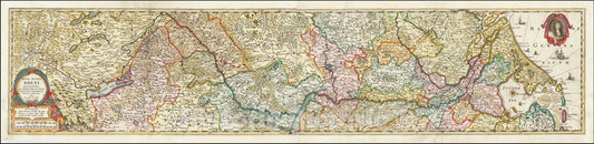 Historic Map : Nova Totius Rheni Descriptio ex celeberrimis et varijs Autoribus, in unam tabulam redacta, 1672, c1672, Peter Verbiest, Vintage Wall Art