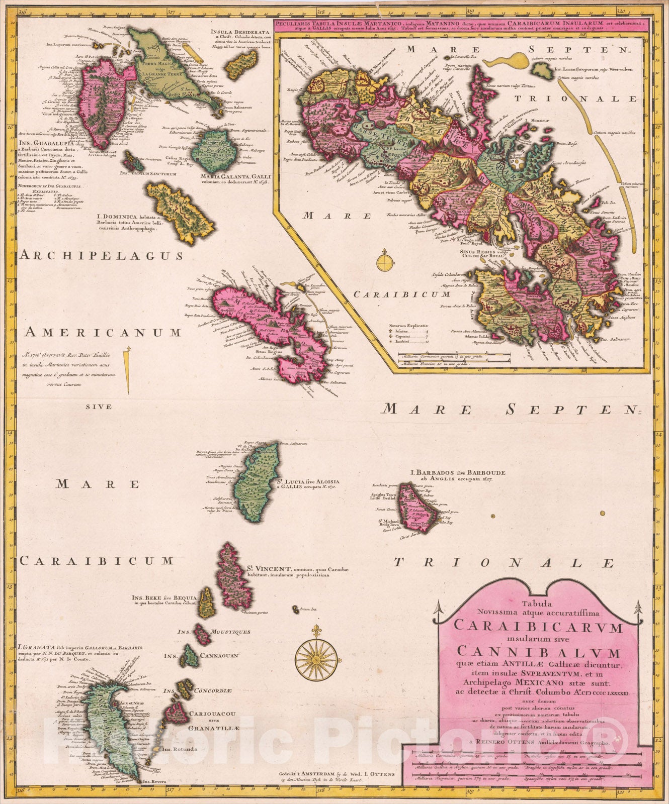 Historic Map : Tabula Novissima atque Accuratissima Caraibicarum Insularum sive Cannibalum, c1720, Vintage Wall Art