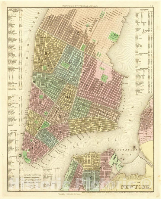 Historic Map : City of New-York, 1835, Henry Schenk Tanner, Vintage Wall Art