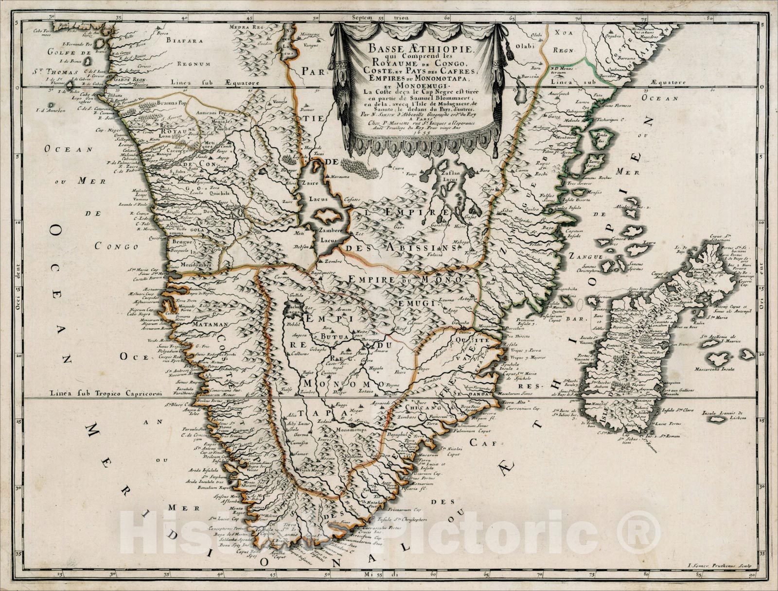 Historic Map : Basse Aethiopie qui Comprend les Royaume de Congo, Coste, et Pays des Cafres, 1655, , Vintage Wall Art