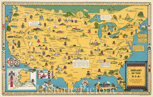 Indians of the U.S.A. - Tribal Locations, 1944 | Historical Map Print