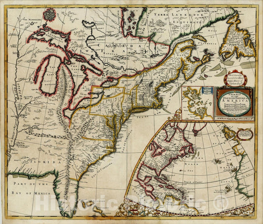 Historic Map : A New Map of the English Empire in America, 1719, John Senex, Vintage Wall Art