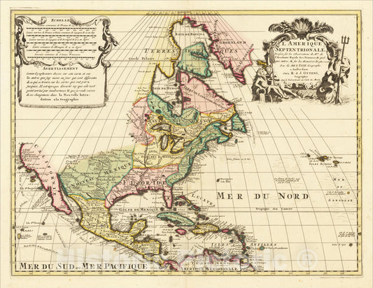 Historic Map : L'Amerique Septentrionale Dressee sur les Observations de Mrs. de l'Academie Royale des Sciences & quelques autres, c1760, Vintage Wall Art